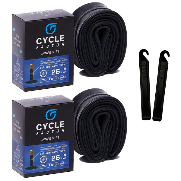 26x1.75/2.3 Inch 2 Pack Innertube Replacement + 2 Tire Levers